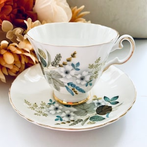 Royal Grafton Tea Cup and Saucer,  Harvest Flowers, Vintage Fine Bone China