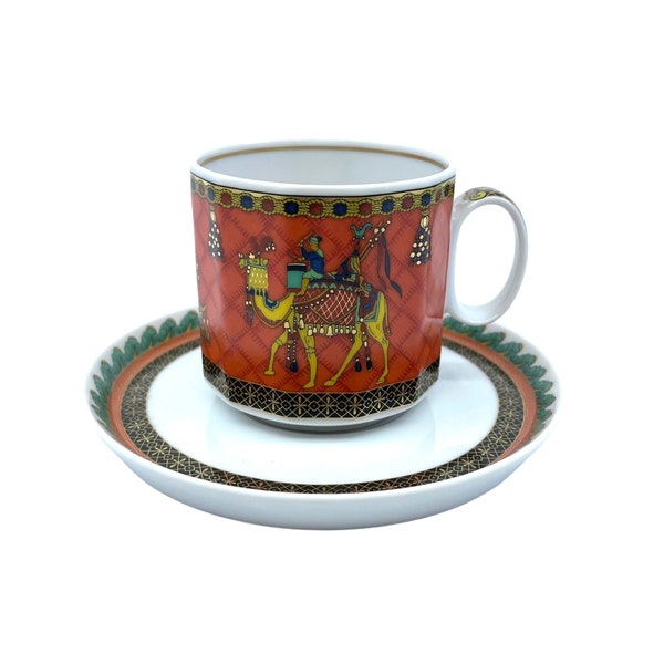 Rosenthal Versace Le Voyage de Marco Polo Demitasse Cup and Saucer, Made in Germany, Mint Condition