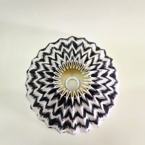 Handcrafted Lampshade, Floor Lamp Shade, Black Waves, Danish style, Double Sided, cream-colored interior, Unique Home Decor image 2