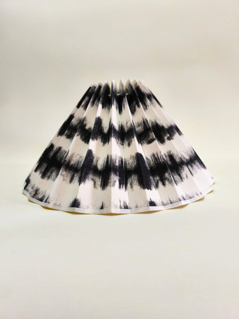 Handcrafted Lampshade, Floor Lamp Shade, Black Waves, Danish style, Double Sided, cream-colored interior, Unique Home Decor image 7