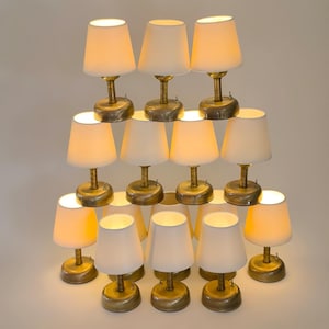 Cordless Antique Gold Table Lamp, Retro LED Accent Light, Wireless Bedside Decor