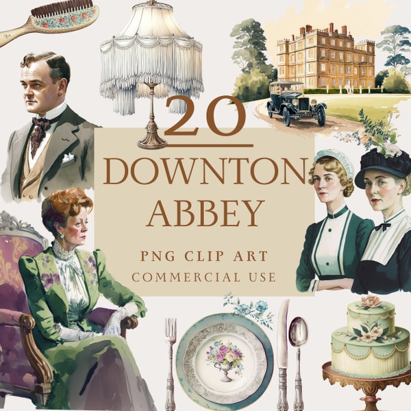 20 Downton Abbey Inspired Clipart - Vintage Illustration, Downton Abbey Clipart, Instant Download, Commercial Use, PNG, The Gilded Page