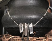 Quartz Crystal, Witch, Clears away negativity - psychic protection, Astral travel, Manifestation, Witch, Luck, Quartz Point Necklace, Bamboo
