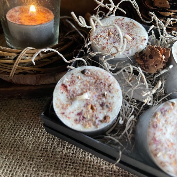 Soul Love Witches Brew tealight Candle, Soulmate ~ Empathy ~ Self Love, love Ritual Candle, soul love intentions, rose quartz crystal