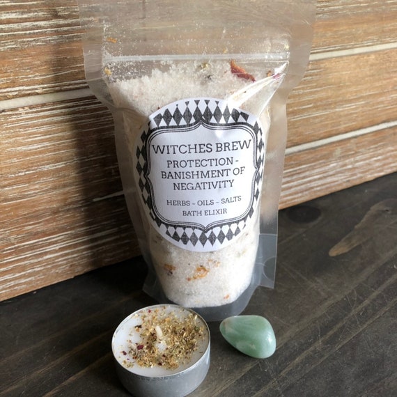 Witches Brew Bath Salt, Protection, Banishment of negativity, Spiritual, Herbs, Oils, Psychic Protection, spiritual cleanse , relaxing bath