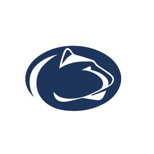 May include: A blue and white lion head logo with a white outline. The lion is facing left and has a closed mouth.