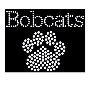 Bobcats with Paw Rhinestone Iron on Hot fix Transfer Bling - Ready to Press, Great for clothing, tote bags and much more!