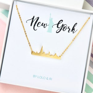 New York Skyline Necklace in Gold Silver or Rose Gold, Travel Necklace, Bar Necklace, USA Necklace, Gift for friend, birthday gift, Holiday