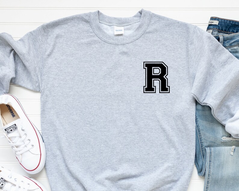 Custom Name Sweatshirt Personalised Varsity Sweatshirt Custom Varsity Initial Jumper Women/'s Sports Letter Top Women/'s Sweatshirt
