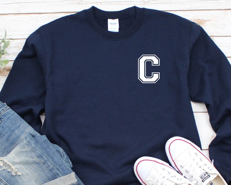 Custom Name Sweatshirt Personalised Varsity Sweatshirt Custom Varsity Initial Jumper Women/'s Sports Letter Top Women/'s Sweatshirt