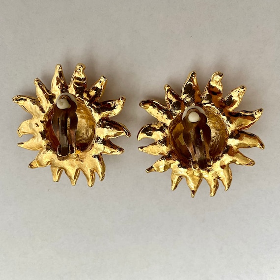 Authentic 1980’s YSL Sunflower clip on earrings - image 3