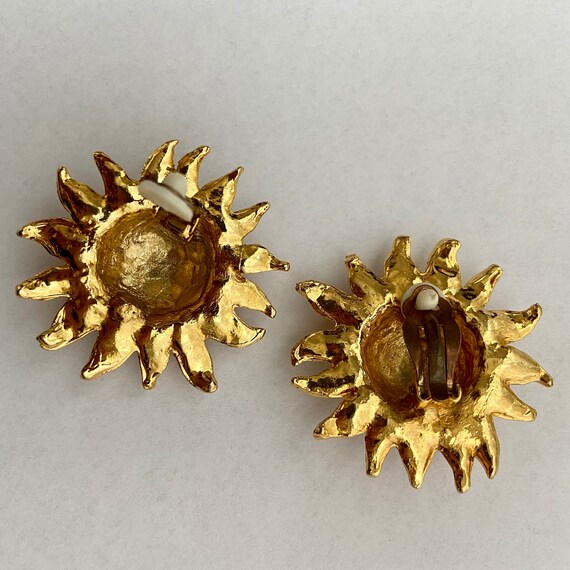 Authentic 1980’s YSL Sunflower clip on earrings - image 4