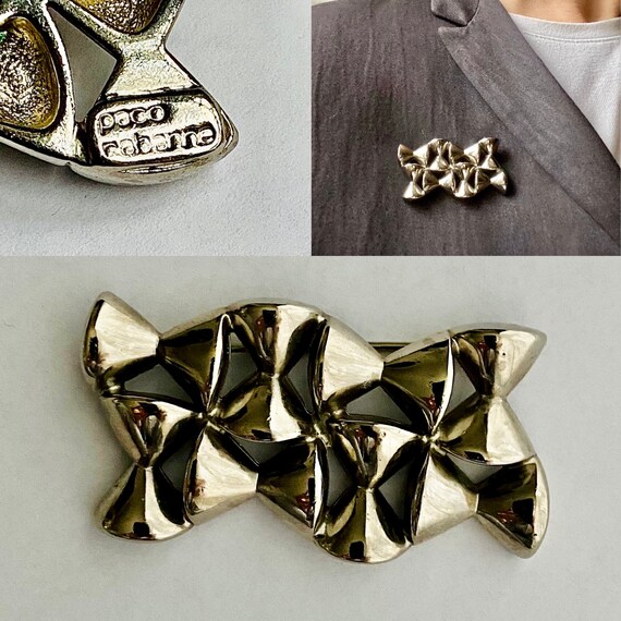 Authentic vintage Paco Rabanne metal brooch