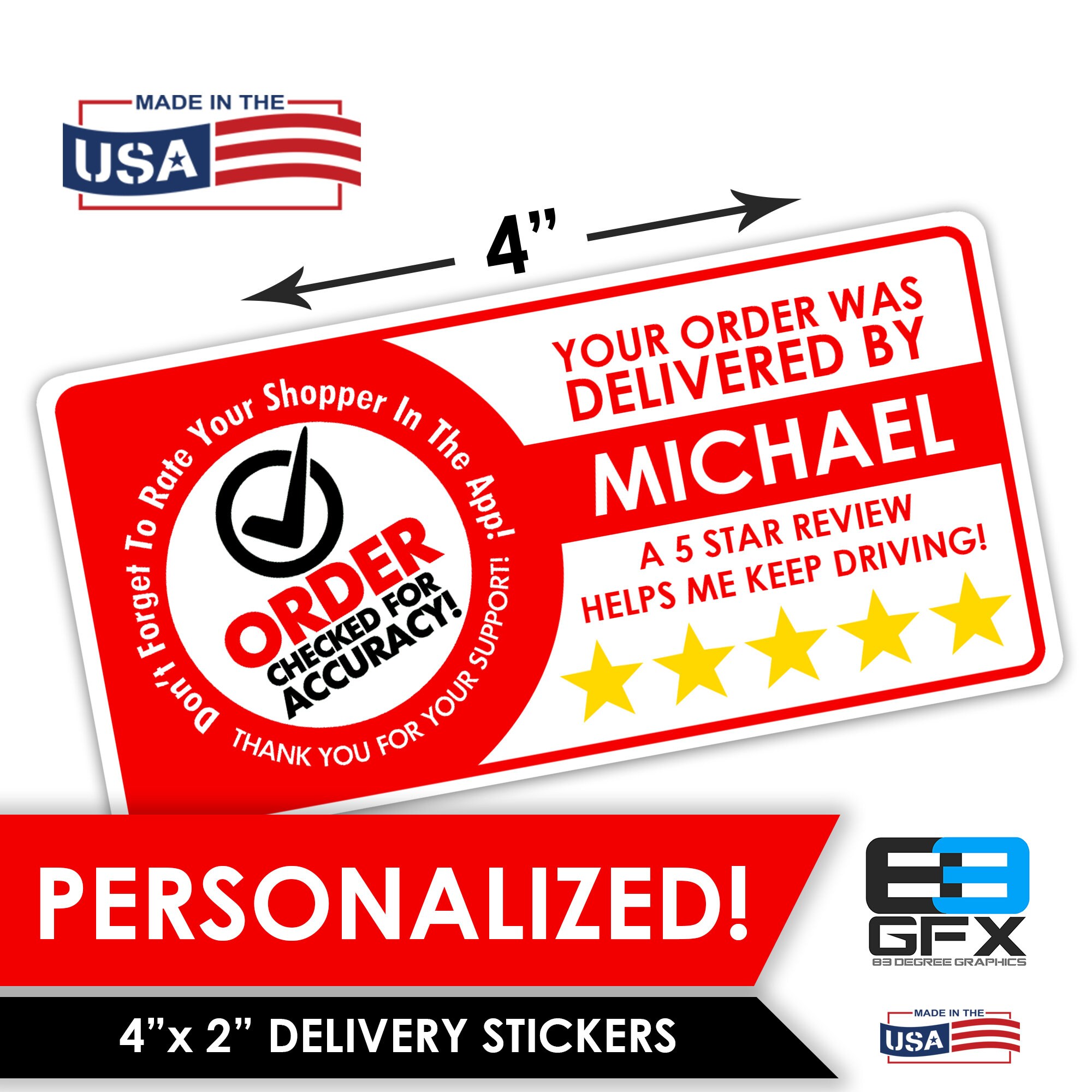 Red Delivery Personalized! 4x2 [Order Checked] 5 Star Rating Delivery