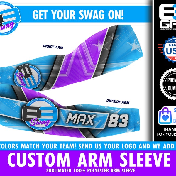 Sublimated Custom Team / Player Arm Sleeve - Customized to be your team colors & include your team logo! Message us for Bulk team pricing!