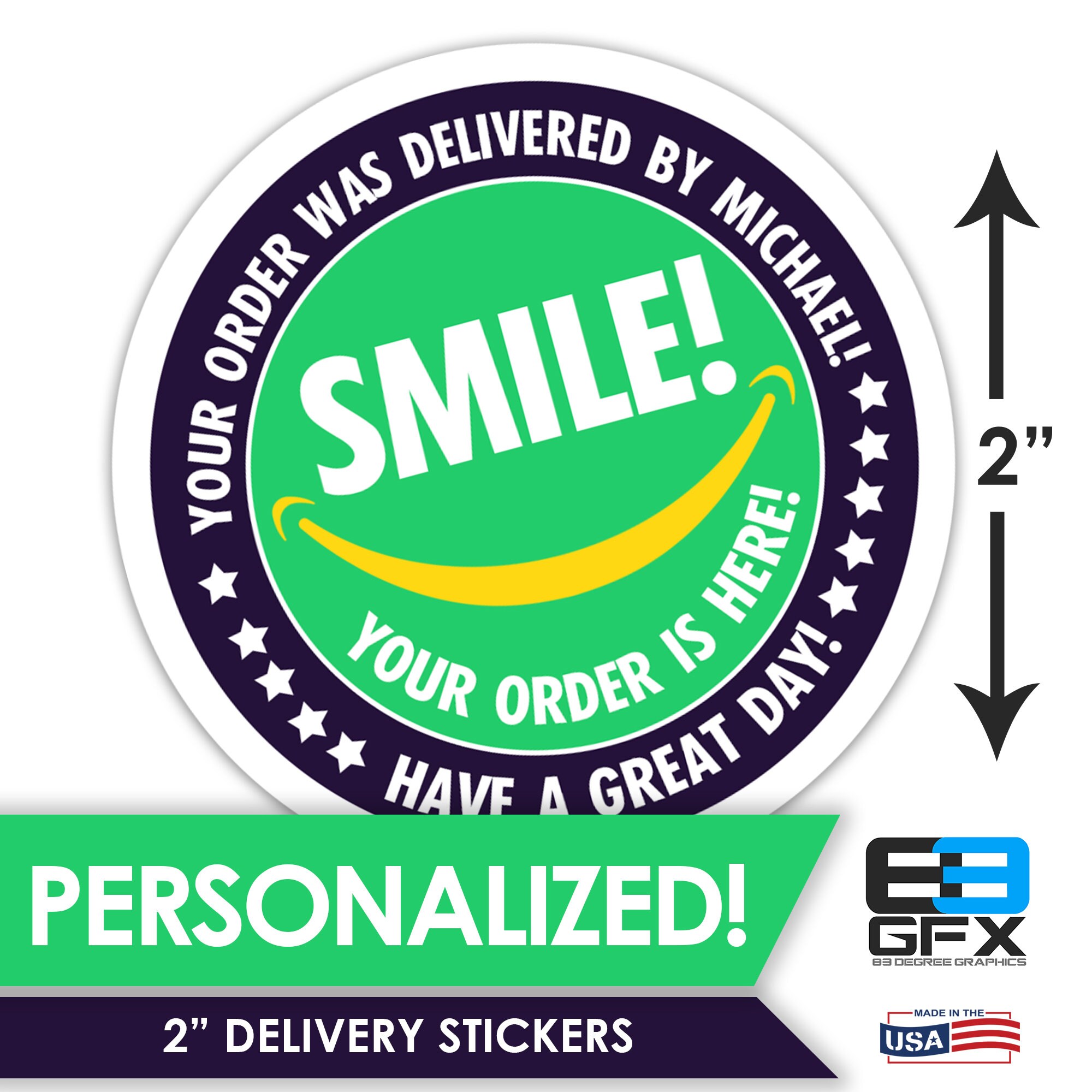 2 [ SMILE Your Order Is Here! ] Delivery Driver Bag Stickers 20 Stickers Per Sheet Food Delivery