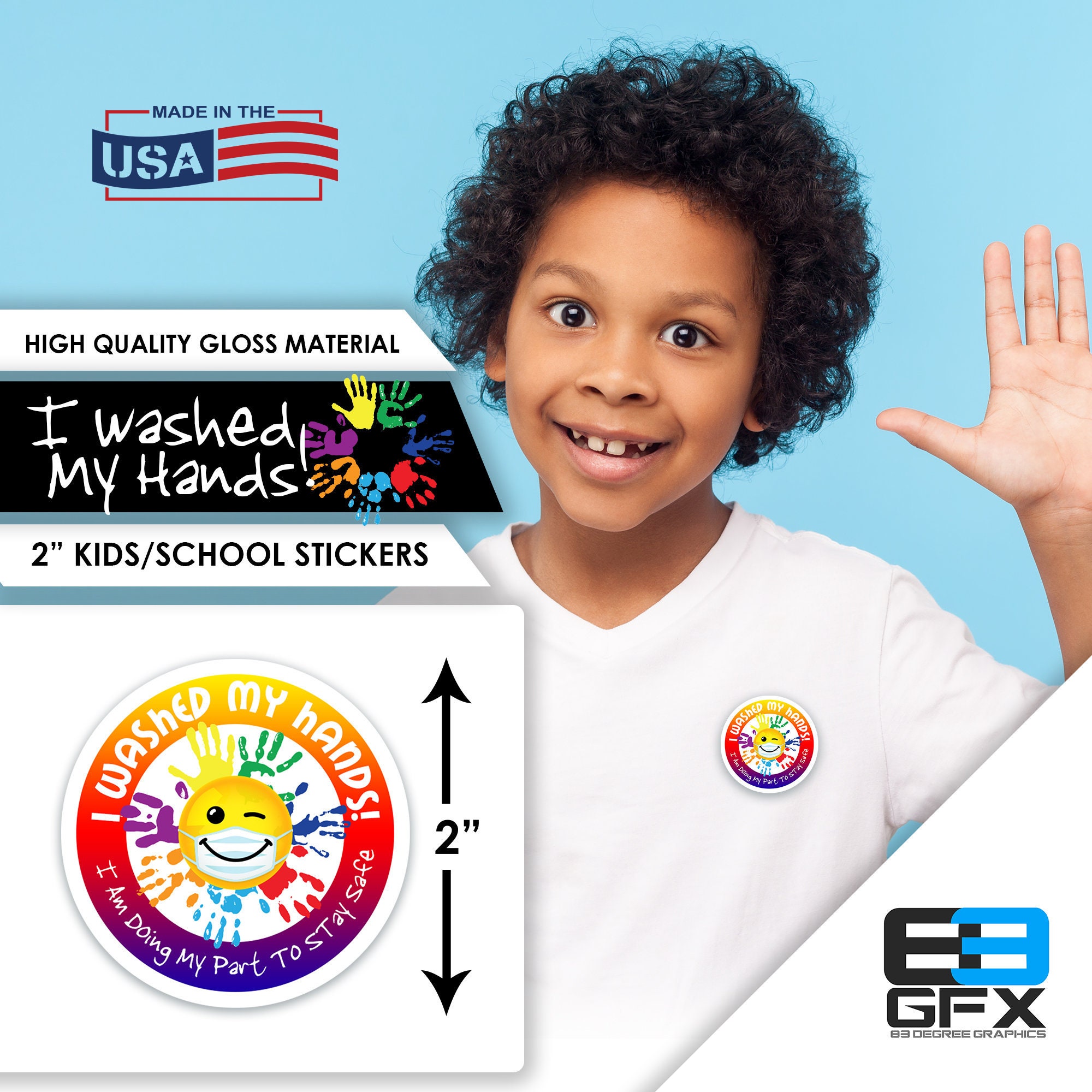 I Washed My Hands School/Kids Reward Stickers 2 Sticker Sheets