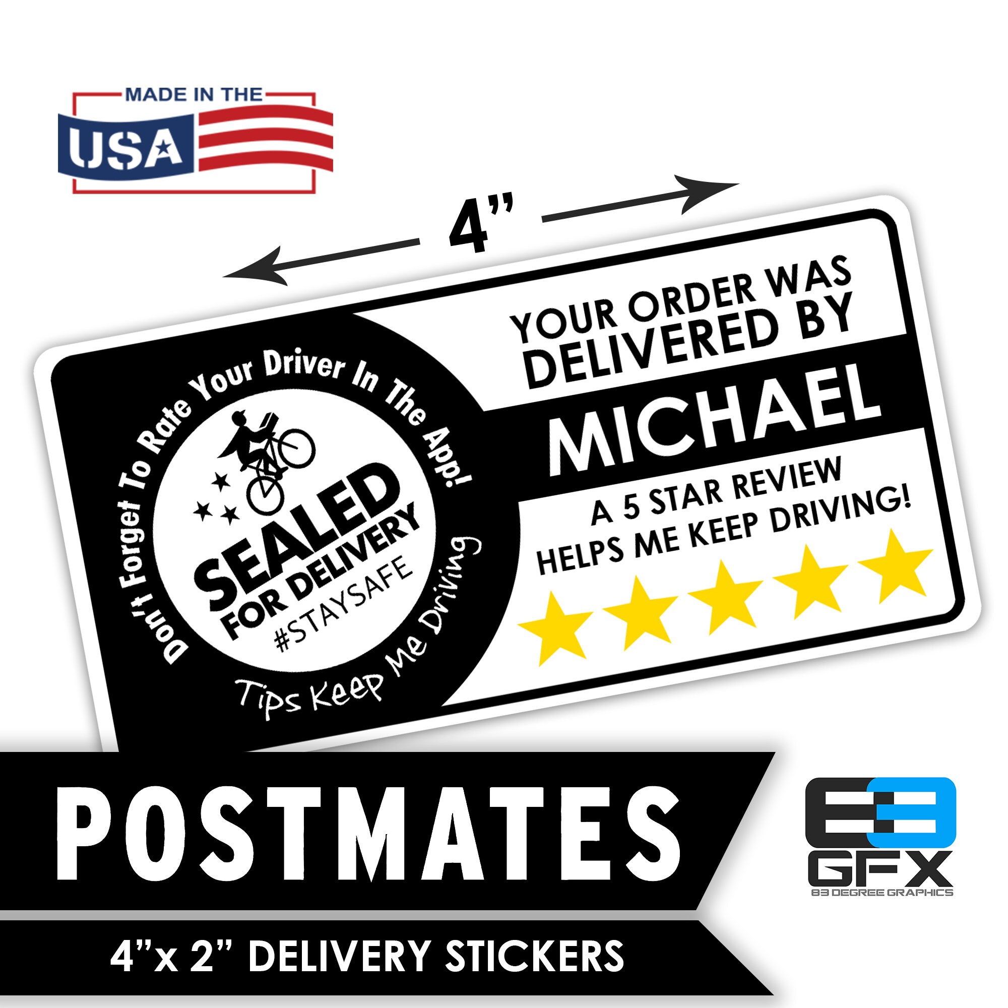 2 Tips Keep Me Driving Delivery Driver Bag Stickers 20 Stickers Per