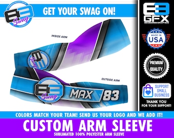 Sublimated Custom Team / Player Arm Sleeve - Customized to be your team colors & include your team logo! Message us for Bulk team pricing!