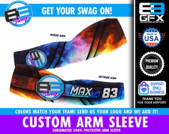 Sublimated Custom Team / Player Arm Sleeve - Customized to be your team colors & include your team logo! Message us for Bulk team pricing!