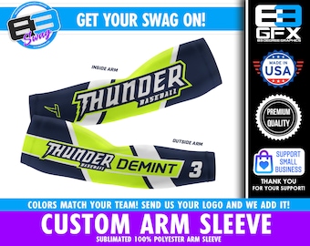 Sublimated Custom Team / Player Arm Sleeve - Customized to be your team colors & include your team logo! Message us for Bulk team pricing!