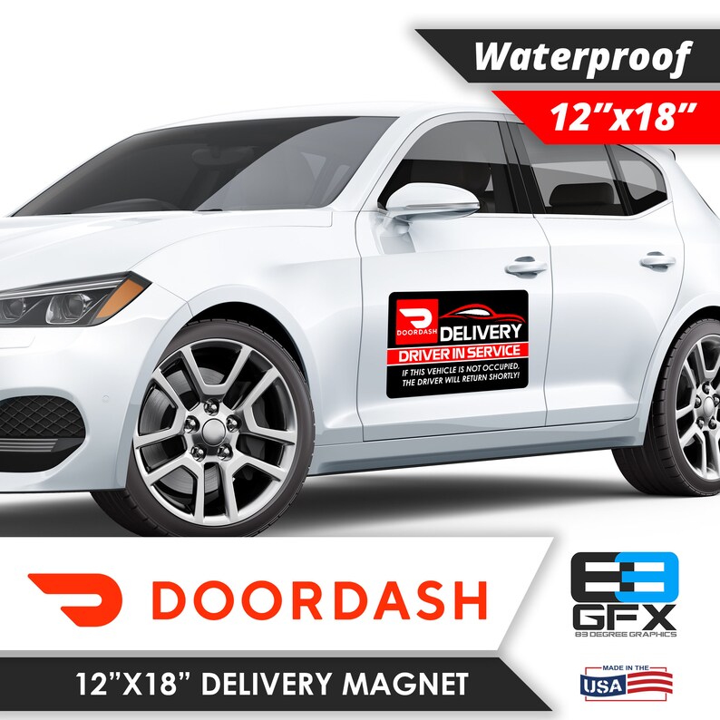 PAIR of Doordash Delivery 12x18 Large Car Etsy