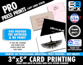 3"x5" 16pt Cardstock Professional Press Printing Service - 16pt Stock - Upload Your Own Artwork! - Not a design service