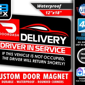 PAIR of Doordash Delivery 12"x18" Large Car Magnets (2 QTY)