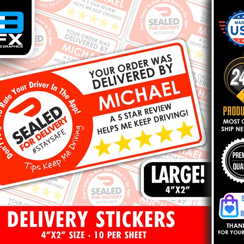 Doordash Themed Delivery 2x2 sealed for Delivery Etsy