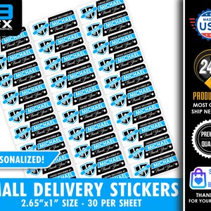 Delivery Personalized SMALL Bag Stickers Sealed For Delivery 30 Per Sheet 2.65x1 Size Great for cup tops or small items image 2