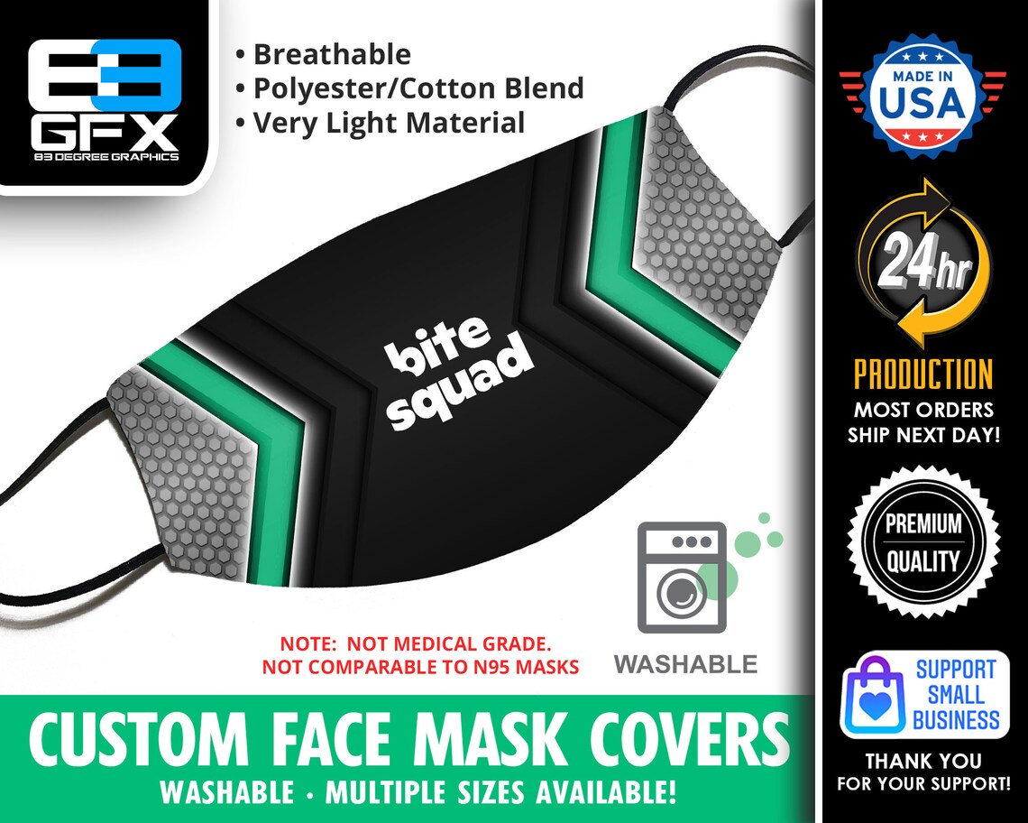 Bite Squad Face Mask Cover Multiple Sizes Available Etsy