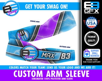 Sublimated Custom Team / Player Arm Sleeve - Customized to be your team colors & include your team logo! Message us for Bulk team pricing!