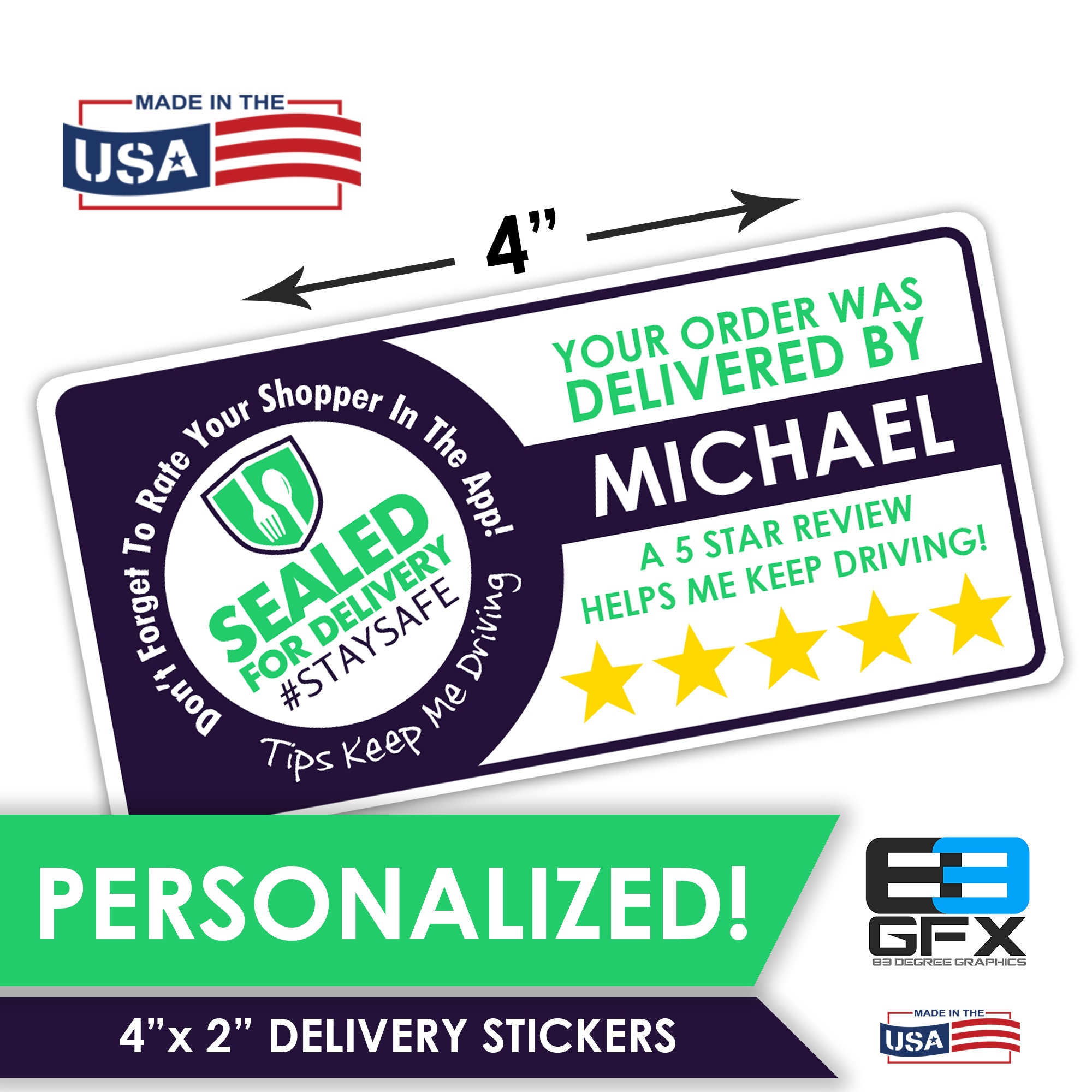 Personalized! 4x2 [Order Sealed] 5 Star Rating Delivery Shopper Bag