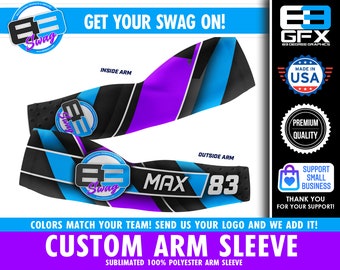 Sublimated Custom Team / Player Arm Sleeve - Customized to be your team colors & include your team logo! Message us for Bulk team pricing!