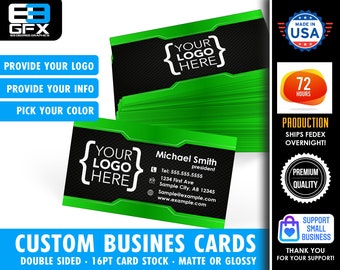 Custom Business Card Design and Printing - Matte Or Glossy - Provide Your Logo & Information - Multiple Colors - This design only!