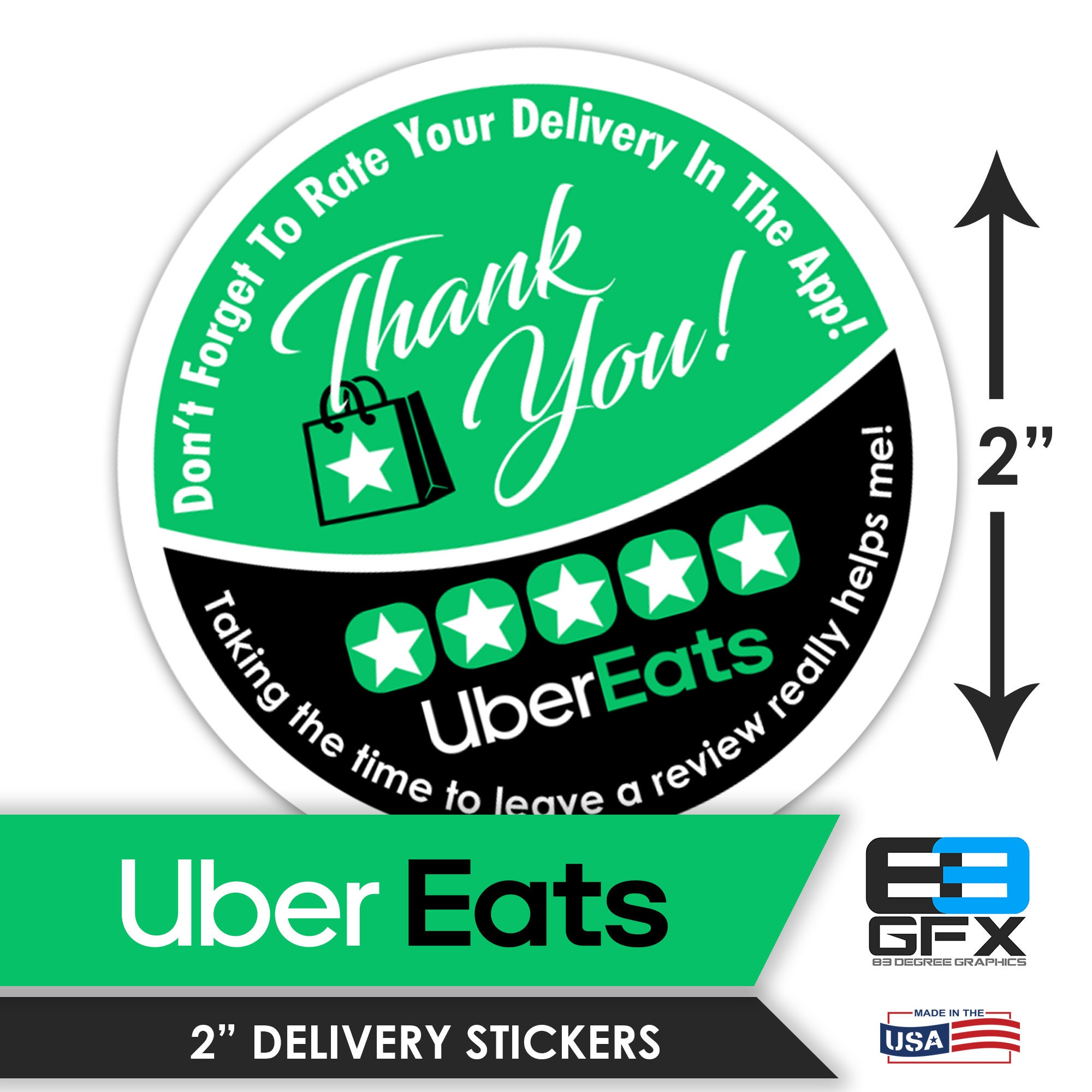 Food Delivery 20 Stickers Per Sheet Grubhub 2x2 Contactless Delivery Bag Stickers