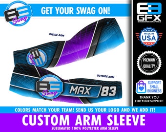 Sublimated Custom Team / Player Arm Sleeve - Customized to be your team colors & include your team logo! Message us for Bulk team pricing!