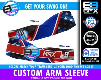 Sublimated Custom Team / Player Arm Sleeve - Customized to be your team colors & include your team logo! Message us for Bulk team pricing!