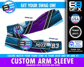 Sublimated Custom Team / Player Arm Sleeve - Customized to be your team colors & include your team logo! Message us for Bulk team pricing!