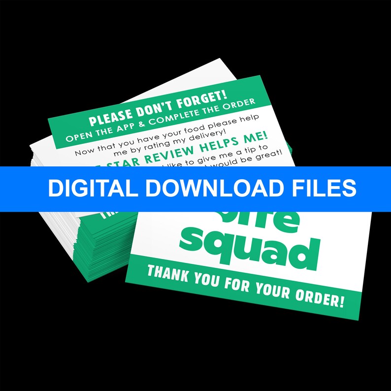 DIY Bite Squad Delivery Review Business Cards DIGITAL Etsy
