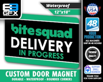 PAIR of Bite Squad Delivery 12"x18" Large Car Magnets (2 QTY)