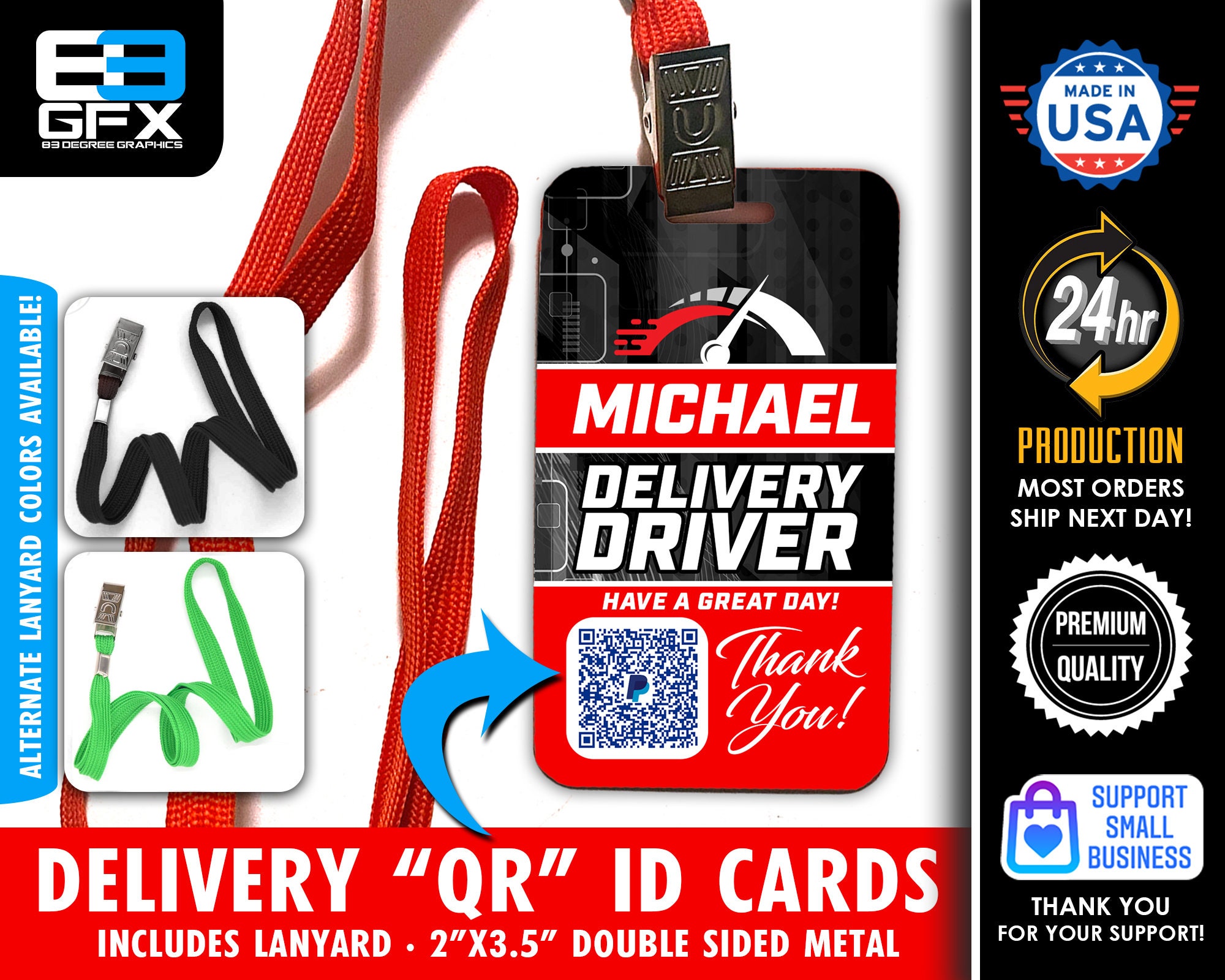 QR TIP Code Personalized Double Sided Delivery Metal Lanyard ID