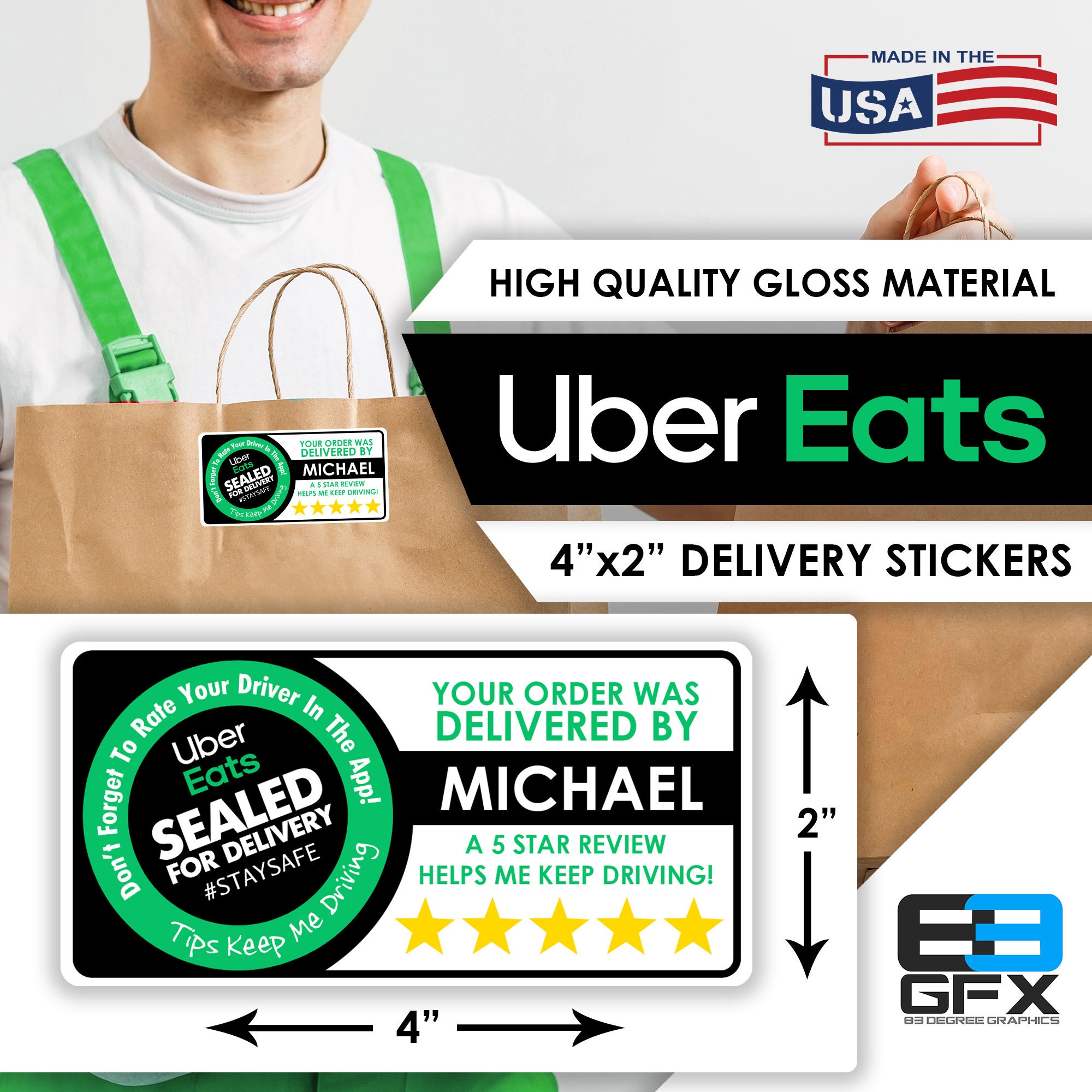 Personalized! Uber Eats 4x2 [ Sealed For Delivery ] Delivery Driver Bag