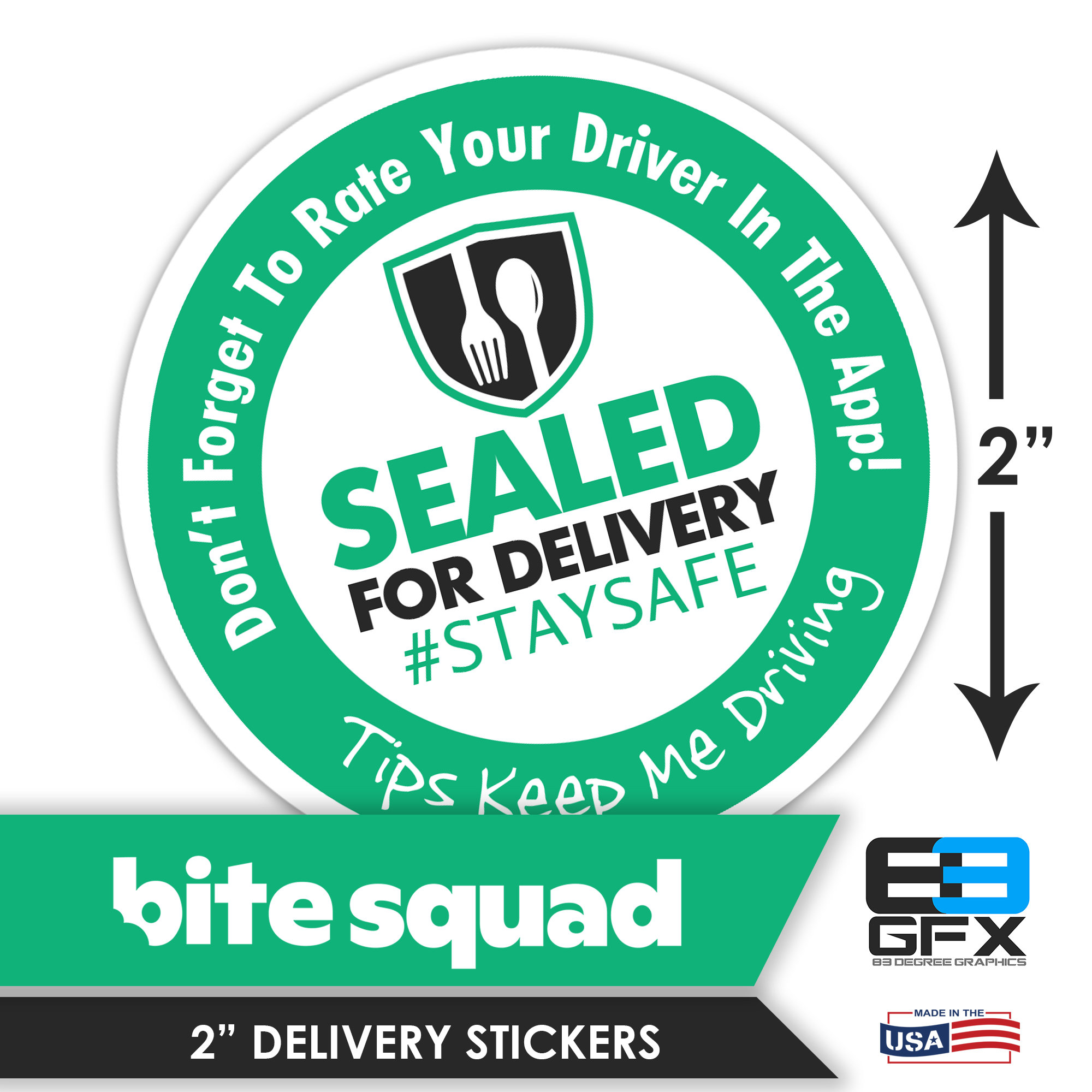 Bite Squad 2x2 (Sealed For Delivery) Box/Bag Stickers 20 Stickers Per