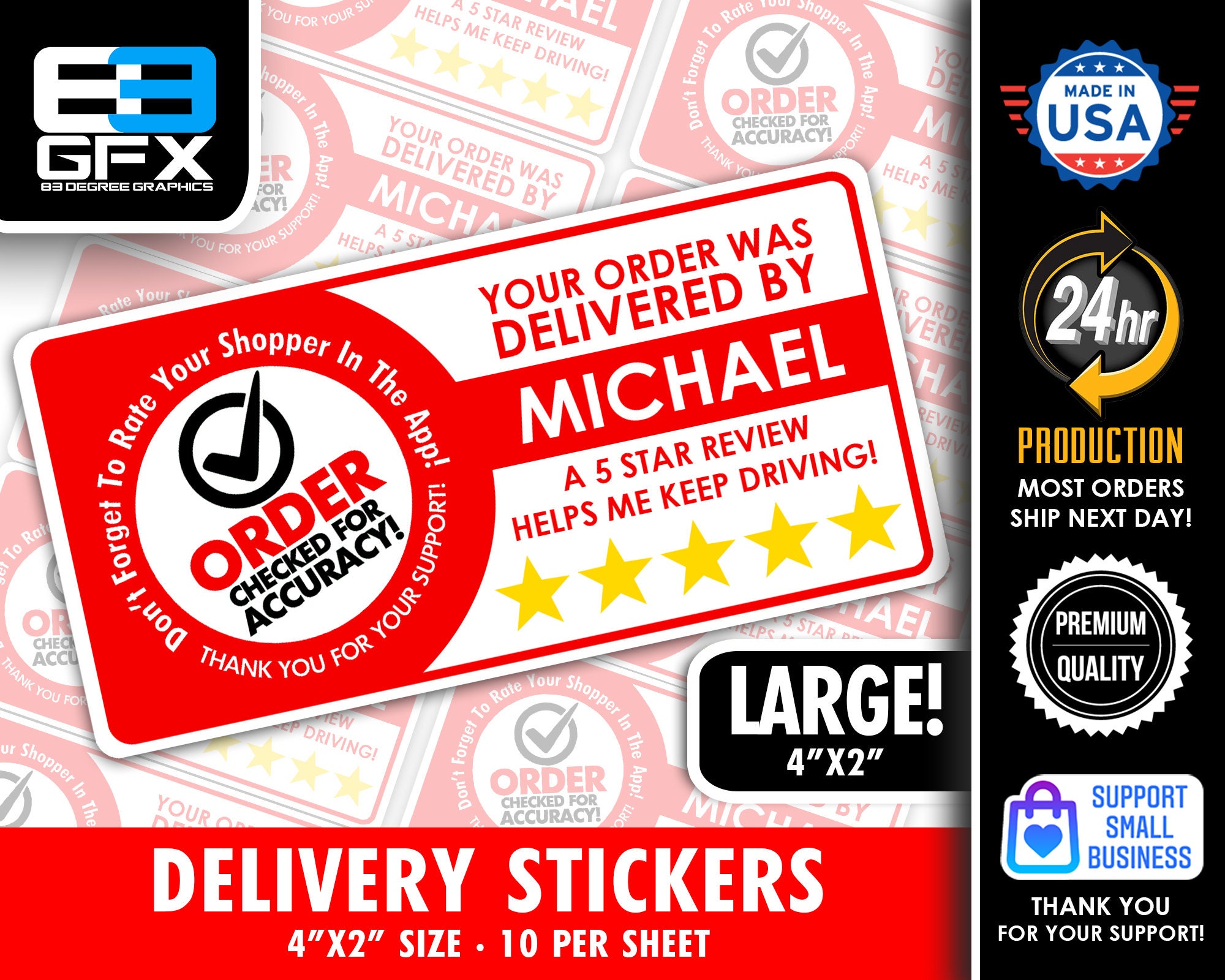 Red Delivery Personalized! 4x2 [Order Checked] 5 Star Rating Delivery