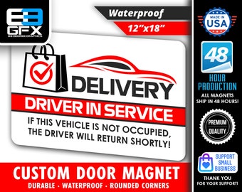 PAIR of Doordash Delivery 12"x18" Large Car Magnets (2 QTY)