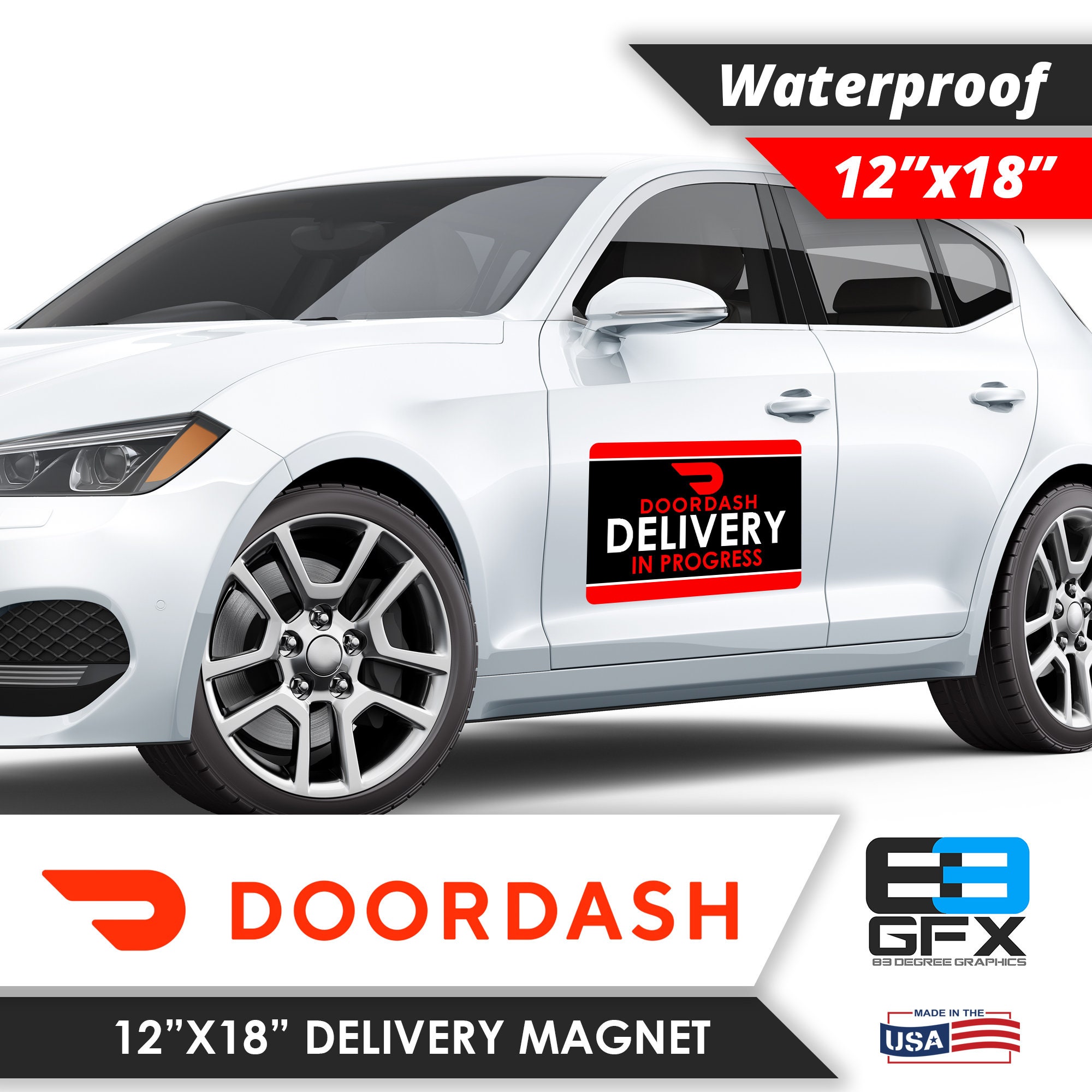 PAIR of Doordash Delivery 12x18 Large Car Etsy