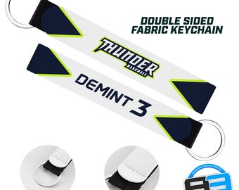 Thunder Fabric Double Sided Neoprene Keychain - Add Your Name & Number! - White