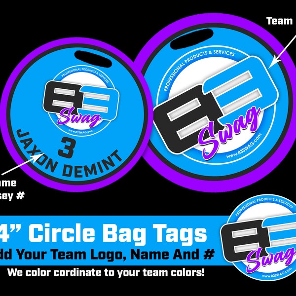 Custom Team & Player Bag Tags - Double Sided 4" Circle Shape Durable Acrylic - Full Sublimated and Customized To Your Team!
