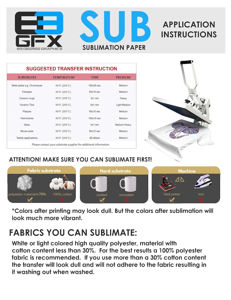 8.5x11 Sheets Sublimation Paper Printing Service Provide Your Artwork & we print it NOT Heat Transfer Vinyl 125G Paper image 2